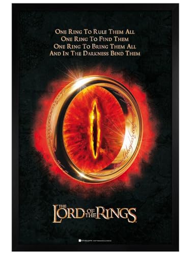 Grindstore Lord Of The Rings The One Ring Maxi Poster - Black Wooden Framed - Framed Poster Print, Wall Decor/Art, Home Gift Idea, For Living Room, Bedroom, Home or Office Display