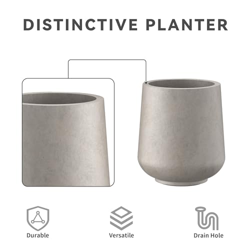 Kante RF2015022BCD-C80021-2 15.3 Inch+11.6 Inch+8.2 Inch Dia Round Concrete Planter, Large Outdoor Indoor Planter Pots Containers With Drainage Holes And Rubber Plug For Home Garden Patio thumb #2