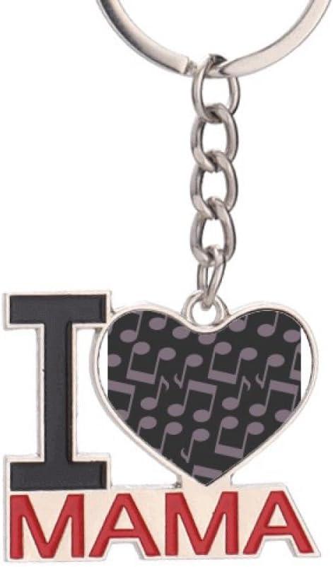 DIYthinker Dark Purple Music Notes Black Keychain Metal Keyring Holder Love MAMA Mother