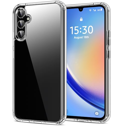 HOOMIL Case for Samsung Galaxy A34 5G, Non-Yellowing, Drop Protection, Anti-Scratch Transparent Hard Back Phone Cover - Crystal Clear