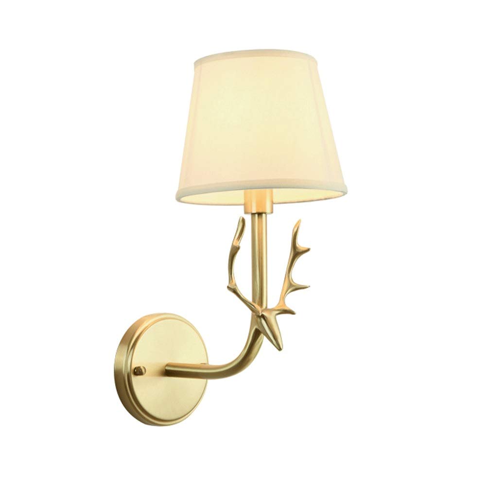 HPTHLY Wall Sconce Brass Wall Light Fabric Shade Wall Lamp Nordic Flush Mount Wall Lights E27 Indoor Wall Lamps For Bedroom Bedside Living Room Restaurant,