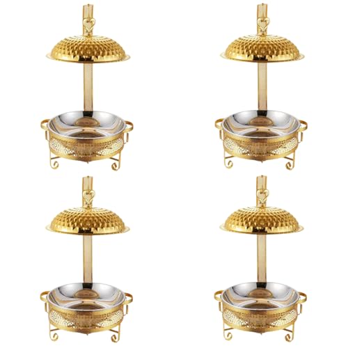 Juego de platos de frotamiento para bufé, platos redondos de 8.5 cuartos de galón con tapas, utensilios, latas de combustible para eventos, fiestas y catering