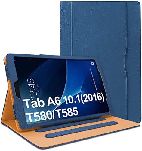 Case for Samsung Galaxy Tab A 10.1 2016 SM-T580/T585(Not for 2019 Model), Folio Case Cover for SM-T580 T585 2016 Version,with Document Card Pocket, Multiple Viewing Angles(Navy)