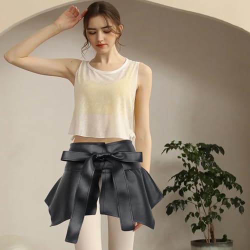 Support de taille décoratif en simili cuir à volants asymétriques - 5