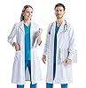 CoatCool Camice da Laboratorio, Bianco Donna Uomo Cotone Unisex Maniche Lunghe Camice Medico Camici da Laboratorio Chimico per Studente Scuola Infermiera Cosplay Lavoro Abbigliamento,S
