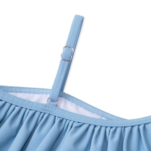 Image of Alakuoti Girls One Piece Swimsuits Cutout Ruffle Bathing Suit Quick Dry Beach Swimwear with Adjustable Strap 5-14 Years