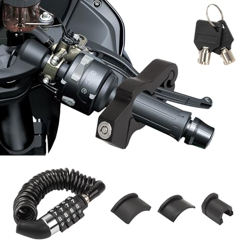 Antivol Guidon Moto, Verrouillage du Guidon de Moto et Antivol de Casque, Bloque Levier Frein Antivol de Moto Universel avec 2 Clés pour Sécuriser Votre Moto...