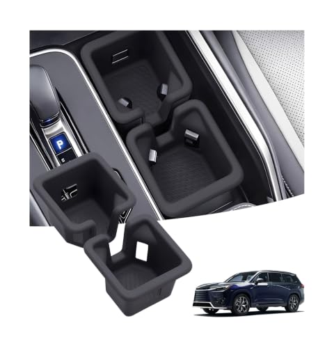 Image of Center Console Cup Holder Inserts for Lexus TX TX350 /TX500h /TX550h+ 2026 2025 2024, Interior Accessories Center Console Silicone Car Cup Holders Covers Protector for 2024-2026 TX, Black