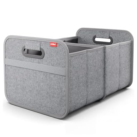achilles Auto Faltbox, Kofferraum-Organizer, Faltbare Autotasche, Faltkorb, Aufbewahrung Taschen, Kofferraumtasche, Grau, 50 cm x 32 cm x 27 cm