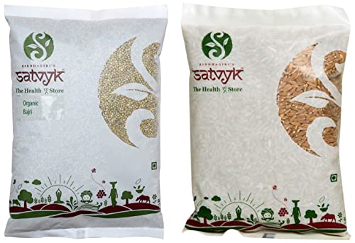 Image of S Siddhagiri's SATVYK THE HEALTH re STORE Siddhagiri'S Satvyk Organic Desi Bajra (Pearl Millet) 1Kg, 1000 gram & Siddhagiri's Satvyk Organic Emmer Wheat (Khapli Wheat), 3 X 1000 g