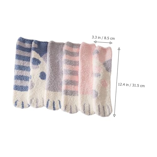 Calcetines de invierno para mujer de felpa con garra de gato de ifundom 6 pares 3