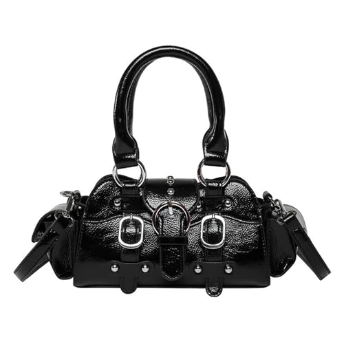 Sac à bandoulière femme cuir synthétique noir poignée haute sac à main