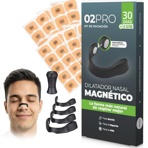 O2PRO Tiras Nasales Magnéticas | MEGAPACK 70 Parches = 35 Días de respiración Premium | Kit iniciación Dilatador Nasal Deportivo y Antironquidos | Hipoalergénico, Seguro, Natural, Máxima Fijación