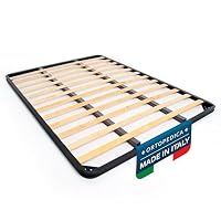 DOLCI SOGNI - Rete Letto Matrimoniale 160x200 Ortopedica a Doghe di Legno, Senza Piedi da Incasso con Doppia Barra Centrale di Rinforzo, Struttura in Ferro, 100% Made in Italy