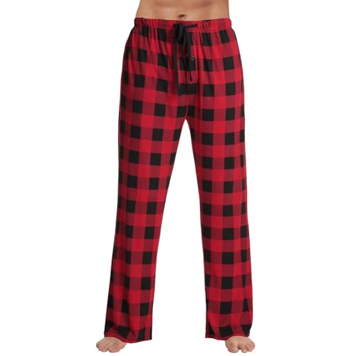 Pajama Pants for Men Buffalo Plaid Printed Sleepwear Lightweight Baggy PJ Bottoms Casual Lounge Sleep Pants