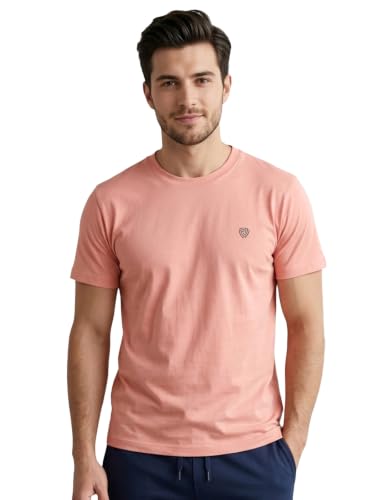 Image of Lux Cozi Men Cotton Half Sleeves Round Neck Regular Fit Casual T-Shirt