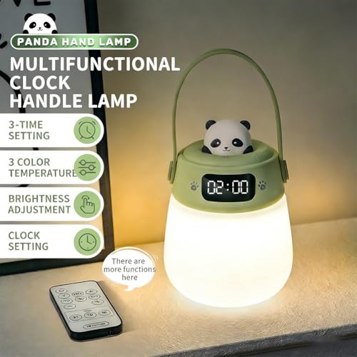 Lámpara de escritorio LED con reloj y luz nocturna portátil recargable por USB 3