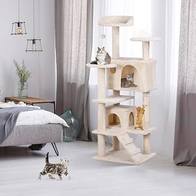 Nova Microdermabrasion 54 in Cat Tree Tower for Indoor Cats Multi-Level Cat Condo Cat Bed Furniture with Scratching Post Kittens Activity Center