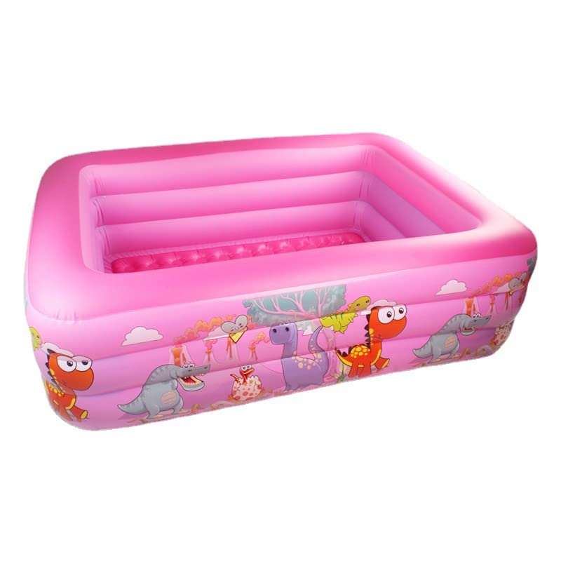 Image of 5 Ft Inflatable Swimming Pool with Sea Life Design for Kids & Family, Quick Inflation, Durable PVC, Electric Air Pump Included, Outdoor Backyard Play Pool, Pink (150 x 105 x 55 cm)