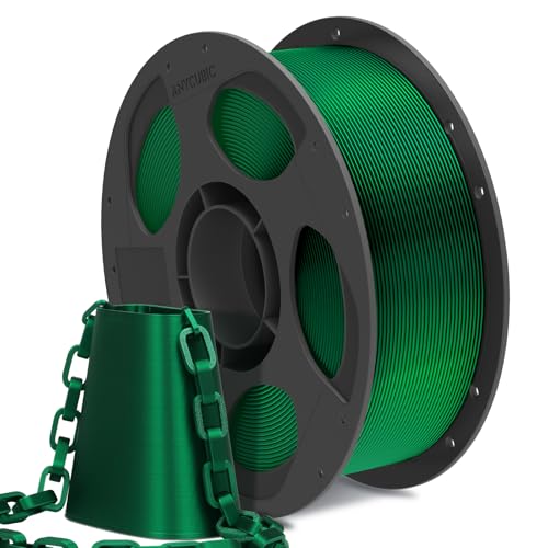 Image of ANYCUBIC Silk Christmas Filament for Christmas Gifts and Decorations, Shiny 3D Printer PLA Filament 1.75mm Dimensional Accuracy + /- 0.02mm, 1KG Reusable Spool (2.2 lbs), Silk Christmas Green