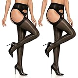 Collants sexy ouverts pour femme   bas femme sexy noirs transparents pour femme de 126 à 200 ans   collant ouvert à l'entrejambe   collant porte jarretelle   Collants pour fêtes et nuits romantiques