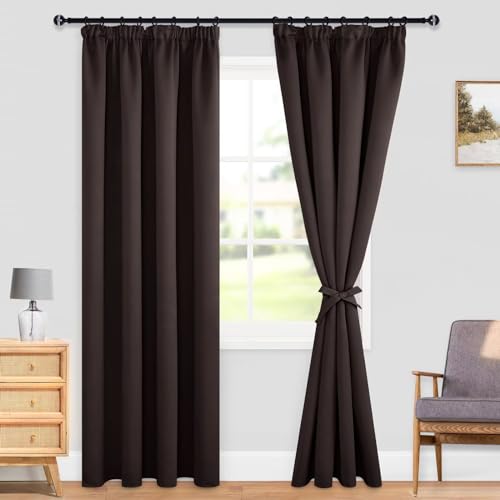 DWCN Blackout Curtains for Bedroom Room Divider Curtains Thermal Insulated Room Darkening Pencil Pleat Window Curtains for Living Room 66 x 90 inch Length - Image 2