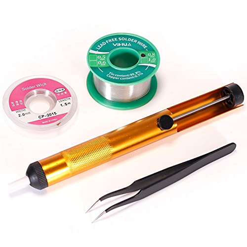Image of YIHUA 853D 2A USB Professional Soldering Rework and Power Supply Station bundle with 17.32 inch x 12.20 inch M180 Electronic Repair Mat with Iron Holder, Soldering Cleaning Kit, and Accessories (26 Items)