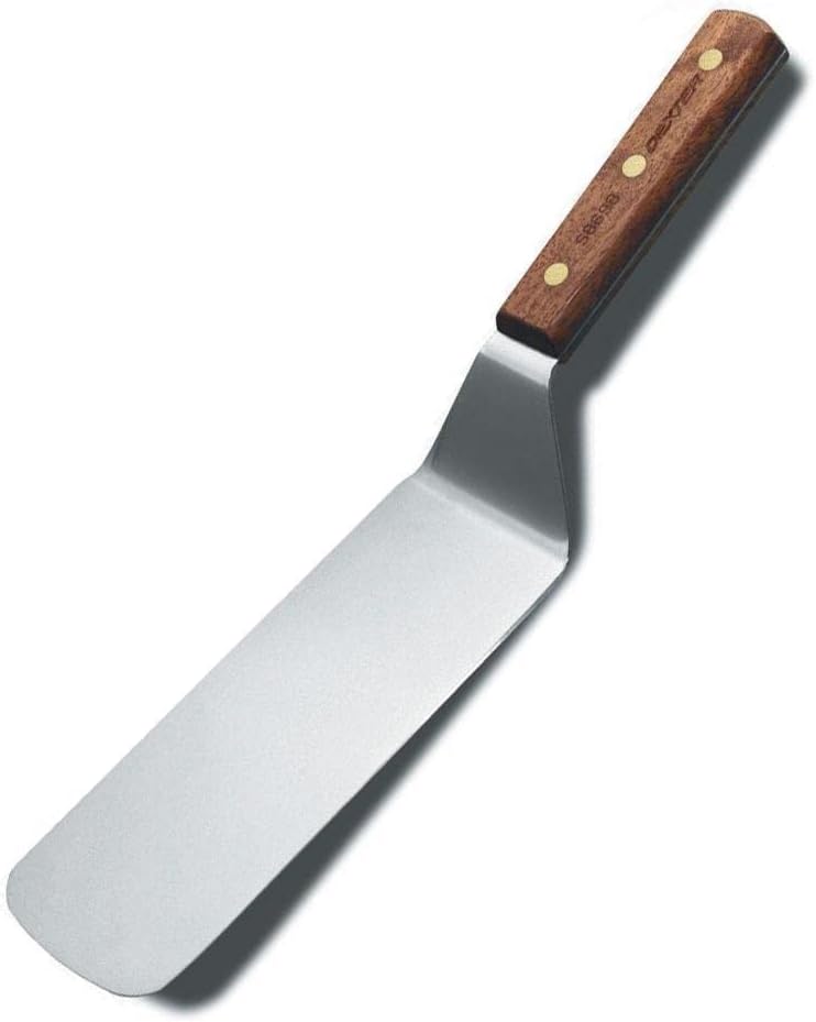 Dexter Russell S8698PCP Traditional (19690) Grill Turner, 8" x 3", Stiff, Offset, Stainless Steel Blade, Rosewood Handle, Perfect Cutlery Packaging, Made in USA