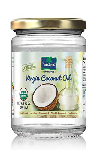 Organic Virgin Coconut Oil by Parachute Naturalz - 6.8 fl.oz. Glass Jar