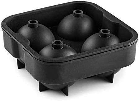 Silicone Ice Cube Trays Combo Round Ice Ball Spheres Ice Cube Tray Mold (4 Round Ice Ball Black)