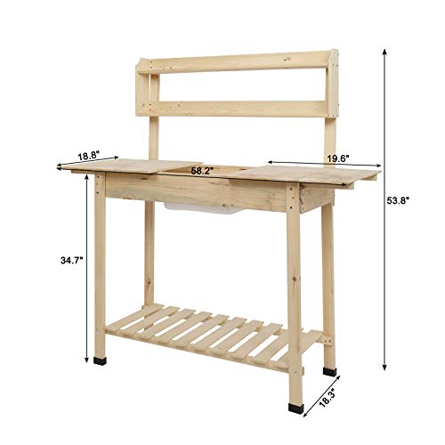 image for VINGLI Wooden Potting Bench Tables Work Station Table Outdoor Garden P