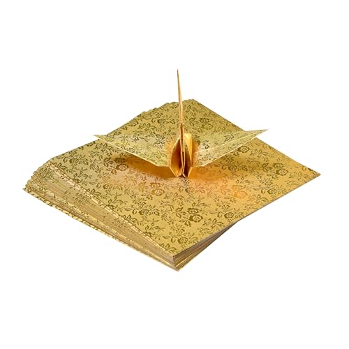 50 Origami paper sheets paper pack Gold Origami paper cranes 6x6 inches for Folding paper, Origami cranes, origami decoration, cardstock (50-GOLD-ROSE) by Origamipolly - Used condition - Image 3