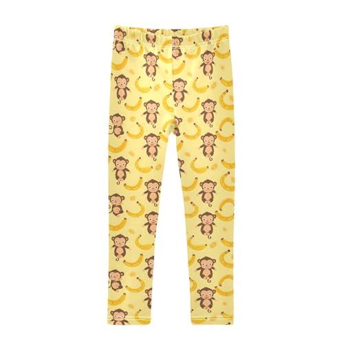 Cute Monkey and Banana Girls Leggings Kids Yoga Pants Athletic Tights Pants 4-10 Years