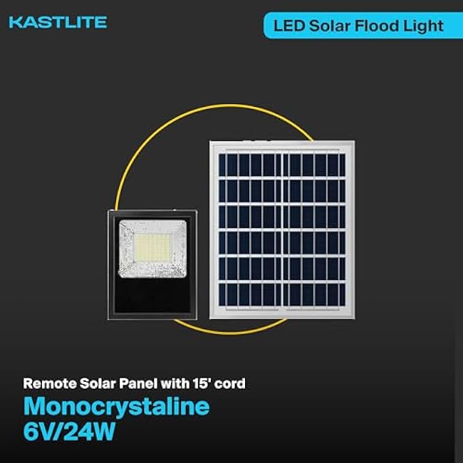 KastLite Solar Flood Light Fence/Security Floodlight Spotlight 10W 80 Watt Equiv. 5000K