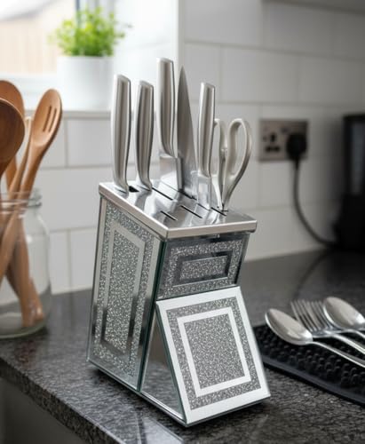 Biznest Crystal Crushed Diamond Kitchen Holder Rack Stand Storage Universal Home Decor (Silver)