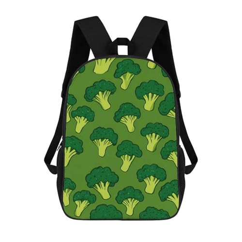 Broccoli Pattern Classic 17 Inch Backpack Travel Daypack Casual Shoulder Bag with Adjustable Strap for Men Women