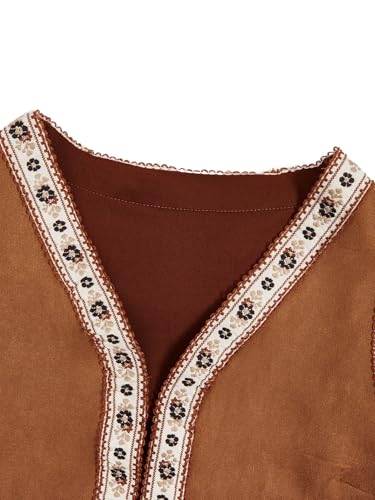 Verdusa Women's Vintage Crop Vest Western Sleeveless Outerwear Vests with Floral Edge3