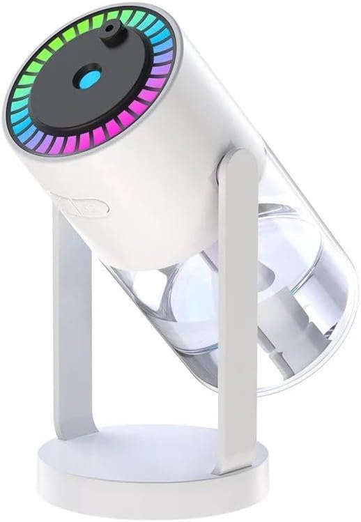 Humidificador portátil y ajustable USB con 7 colores Starry Sky LED, coche y uso doméstico (blanco)