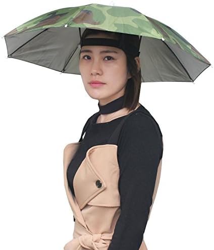 Inoutdoorkit UH26 Umbrella Hat, Colorful Folding Headwear 26”, Elastic Headband Sun Rain Umbrella Hat Cap for Party, Fishing and Gardening, Prefect for Kids