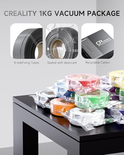 Image of Creality PETG Filament Refill 1.75mm 3D Printer Filament, 2kg (4.4lb) Refilament for Bambu Lab Reusable Spool, Dimensional Accuracy ±0.03mm, Black(2-Pack)