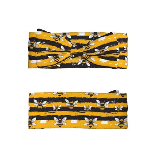 Black Yellow Striped Bee Print Baby Girl Bows Headbands Baby Girls Newborn Headbands Infant Toddlers 0-6 Months2