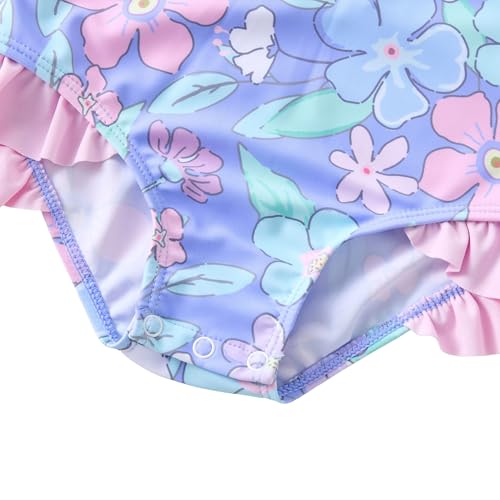 Image of UMELOK Baby Girls One Piece Swimsuit Infant Bathing Suit Long Sleeve Rash Guard Swimwear with UPF 50+ Sun Protection