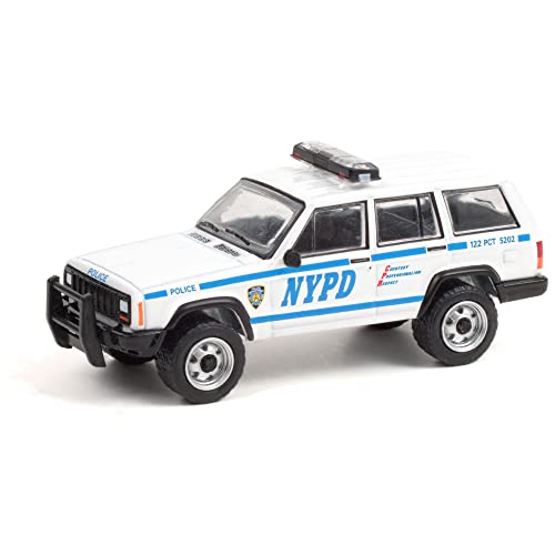Modelo a escala 1:64 Jeep Cherokee NYPD 1997 Greenlight miniatura 1