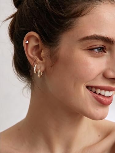 Image of ChicSilver 925 Sterling Silver Huggie Hoop Earrings Small Hoop Earrings for Women Hypoallergenic Silver Huggie Earring Cartilage Earrings for Women (6 /8 /10 /12 /14 /16 /18 /20MM)