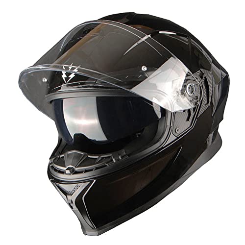 1Storm Motorcycle Full Face Helmet Dot Adults Street Bike Dual Visor Sun Inner Shield Anti Fog Pinlock Shield : Glossy Black #TOP1