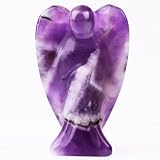 Amethyst Angel Crystal Statue,Hand-Carved Polished Angel Figurines Healing Crystal Decor,Purple Cute Guardian Angel,Home Office Decoration Christmas Angel Gifts Meditation Spiritual Gifts for Women
