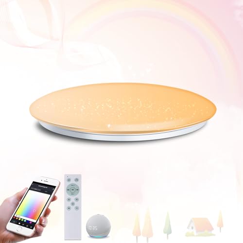 TAIGURAZ WF-YY LED シーリングライト 6畳 ALEXA対応 内蔵のBluetooth スピーカー 音楽 天井照明 3800lm RGB 調光調色 リモコン付き 明るさメモリー 常夜灯 おしゃれ 薄型 照明器具 部屋 キッチン 洗面所寝室適