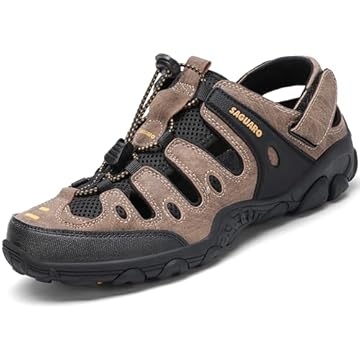 SAGUARO Uomo Sandali da Trekking con Punta Chiusa Estate Donna Scarpe da Esterno Traspirante Antiscivolo Sandali Sportivi Marrone 40 EU