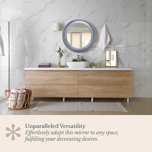 Hamilton Hills Round Mirrors For Wall Decor - 20-Inch Diameter Wall Mounted Rope Mirror With Wood Frame thumb #4