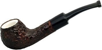 MAXIM DOMINO briar meerschaum lined carved semi bent brown small tobacco smoking pipe